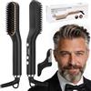 Focenat 2 in 1 Piastra per Capelli e Barba Uomo, 5 Temperature Regolabile | Spazzola barba, Mini Spazzola Lisciante, 60s di Riscaldamento Rapido Lonico, (120-200℃), per Modellare Barba e Capelli