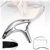Halorin Massaggiatore per punto trigger in acciaio inox, pietra Gua Sha con pulsante per punto trigger e dolore alle fasce, set Gua Sha 2 in 1 per viso, collo, spalle, schiena, braccia e gambe, per rilassare