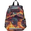 RPLIFE Zaino per ragazzi con nome personalizzato, simpatico cartone animato robot cartella, Monster Truck, Medium, Zaini Carino