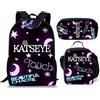 Generisch Penggen KATSEYE - Set di 3 zaini per la scuola, con borsa per il pranzo e astuccio, per ragazze e ragazzi, 42 x 28 x 12 cm, leggero, stile K-Pop, per scuola e tempo libero, 18, media, Zaino
