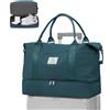 WEPLAN Borsone da Viaggio Donna Uomo Grande Borsa Weekend Borsa da Viaggio per Aereo Cabina Borsone Palestra con Scomparto per le Scarpe Bagaglio a Mano Travel Bag Impermeabile,A04-Blu Pavone