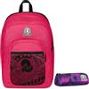 Invicta Zaino Scuola Dial Full Space Solid, Rosa, Zaino Doppio Scomparto con Fascia Estensibile, Tasca Porta PC, Tasca Porta Borraccia e Tasca Con Organizer, Zaino Viaggio + BUSTIN