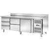 Tavolo Refrigerato con alzatina 1 porta e 5 Cassetti, 420 Lt. Acciaio inox. -2°/+8°C. - Cm. 179,5x70x85H.