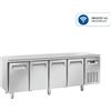 Tavolo Refrigerato 4 porte, 570 Lt. Acciaio inox. -2°/+8°C. Cm. 225x70x85H. * INDUSTRIA 4.0 *