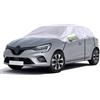 Opaltool Telo Copriauto Mezza Copertura Adatta per Hatchback Renault Clio | Argento, con Ganci Regolabili e Tappi per le Orecchie con Striscia Riflettente, Sole Pioggia Polvere UV Protezione