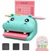 Explcior Animal Desk Organizer & Note Holder, Sticky Note Dispenser with Pen Rest, Reminder Card Slot and 3 Reusable Stencils, Cute 3D Printed Office Desk Accessory for Home School(Hippo)