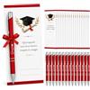Generico Kit Laurea 12 Penne Rosse e 12 Segnaposto con Scritta Grazie | Cappello di Laurea, Dettagli Dorati, Frase Motivazionale, Fiocco Rosso Incluso, Spazio per Dedica