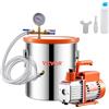 VEVOR Kit Camera a Vuoto 18,9 L e Pompa 1,65 L/s, in Acciaio Inox, Camera di Degasaggio Pompa a Vuoto Monostadio, con Coperchio, Olio, Tubo Flessibile, per Degasaggio Resina Epossidica Siliconica