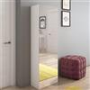 Dmora Scarpiera Laccadive 51x28x160h cm Bianco 6 Ripiani 7 Vani, Mobile Portascarpe Un'anta