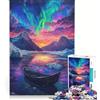 JIANGENNF Puzzle da 1000 pezzi con paesaggio aurora boreale, giocattolo educativo, stimolante da completare, compleanno e Natale, 38x26cm