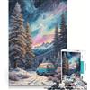 JIANGENNF Puzzle per adulti da 1000 pezzi, Aurora Boreale, Foresta, Auto, Gioco rompicapo, Attività divertenti da fare a casa, Lista dei desideri con Babbo Natale, 38x52cm