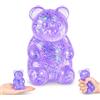Henjunu Orso Squishy Viola con Glitter, Squeeze Toy Antistress | Pallina Morbida in Gelatina,Giocattolo Sensoriale a Lento Ritorno,Perfetto per Alleviare lo Stress e l'Ansia