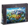 Ulmer Puzzleschmiede Puzzle da 1000 pezzi Kingdom - Paese d'avventura dettagliato con montagne, fiumi e città reale nel centro, motivo panoramico fantasioso, qualità puzzle, made in Germany