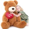 Morismos Orsacchiotto Gigante di Peluche 120cm con I LOVE YOU Cuore, Marrone Orso XXL Morbido da Abbracciare, Regalo Romantico per San Valentino, Anniversario e Compleanno