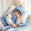 JIEBOTE Bambole Reborn in Silicone Pieno da 50 cm (20 Pollici), Bambole Neonata Femminile Realistica con Outfit Blu, Bambole Bimba Realistica e Pesata per Regalo Bambini & Collezione
