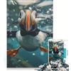 JIANGENNF Puzzle da 1000 pezzi per adulti con pulcinella di mare atlantica, gioco divertente, interazione genitore-figlio, con poster e foglio di curiosità abbinati, 38x26cm