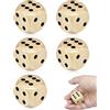 DAFNE Set di 5 dadi in legno, 30 mm, dadi grandi, blocchi di dadi extra, dadi in legno naturale, accessori per giochi di carte e giochi di società