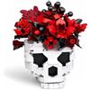 Dlishka Kit di costruzione per vasi con teschio, rose rosse, teschio, 557 | Giocattolo da costruzione creativo, regalo unico di Halloween per lui e lei, modello decorativo per la casa