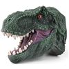 NICEYEA Testa di marionetta realistica di dinosauro T-Rex, giocattolo in gomma per bambini e adulti, marrone, verde, grigio, 19 x 12 x 15 cm