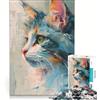JIANGENNF Puzzle per ragazzi da 1000 pezzi con un simpatico gatto, decorazione da parete, passatempo ideale per le vacanze, regalo di compleanno, regalo di viaggio, 38x26cm