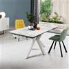 Capodarte Tavolo cucina allungabile 240 cm piano grès porcellanato Bianco JACKY