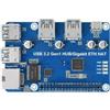 Generic HUB HAT USB 3.2 Gen1 e Gigabit Ethernet per Raspberry Pi, 3X USB, 1x Gigabit ETH, senza driver