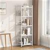 JSB Libreria in metallo a 5 ripiani, per bagno, cucina, organizer per soggiorno, camera da letto, ufficio (bianco ampio, 5 ripiani)