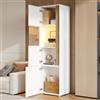 VIVCA Mobile alto con illuminazione a LED, larghezza 50 x profondità 40 x altezza 179 cm, vetrina, mobili portaoggetti a 2 ante (una di cui in acrilico) Adatto per soggiorno, uffici e cucine. bianco+