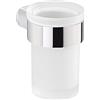 Gedy Kuala Lumpur Porta Spazzolini Bagno Cromato, Bicchiere Vetro Satinato | Porta Spazzolino Bagno da Parete in Cromall, Porta Spazzolini Bagno Fissaggio a Muro con Viti Incluse