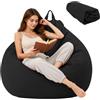 CAIEJSAEN Grande fodera morbida per divano relax, pouf senza imbottitura XL 100 x 120 cm, poltrona pouf divano lavabile in lavatrice, fodera per pouf, uso interno ed esterno, senza imbottitura (nero)