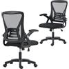 HOMCOM Sedia da Ufficio Ergonomica con Braccioli Ribaltabili in Rete Nero | Sedia da Scrivania Girevole Imbottita, Supporto Lombare, Altezza Regolabile, Traspirante