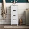 Banas Cassettiera Armadio Portaoggetti con 4 Cassetti, Resistente all'Acqua - Adatta per Bagno, Farmacia, e Altrove, 30x30x82.4 cm, Mobili MDF Bianchi