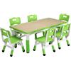 Garvee Set tavolo e 6 sedie per bambini (7 pezzi) - Tavolo attività regolabile in altezza 2-10 anni - Piano antiscivolo scarabocchiabile tipo lavagna per studio e disegno - Per casa/asilo/aula