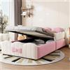 Lekvvied Letto imbottito per bambini 90 x 200, letto singolo con contenitore idraulico, struttura letto imbottita in velluto con 2 cuscini decorativi, adatto per camerette di bambini e bambine, rosa