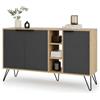 Shally Dogan Madia Moderna 3 Ante e Vani, Credenza Design Moderno, Struttura Resistente Salvaspazio, Ideale per Ingresso, Casa, Ufficio, Camera da Letto, Soggiorno, 143 x 83 cm (Rovere e Antracite)
