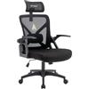 Symino Sedia da Ufficio Ergonomica in Maglia Traspirante - Appoggiatesta Regolabile, Braccioli Girevoli, Supporto Lombare, Funzione Oscillante 107°, Capacità 150 kg, Nero