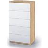 CAESAROO Settimino 110 cm Bianco opaco e Rovere canadese con 5 cassetti - Bianco artik e Rovere canadian