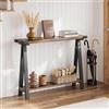 Garvee Consolle da Ingresso 2 Ripiani, 110 x 21,1 x 80 cm | struttura in metallo e piano in legno, design a V, mensola portaoggetti, Tavolo sottile per soggiorno, corridoio o dietro