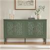 ZKLOEP Credenza con intagli antichi in rilievo, ampio spazio e angoli arrotondati, armadietto classico per sala da pranzo, soggiorno e ingresso (verde vintage)