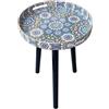 Simmer Stone Tavolini rotondi per interni con 3 gambe in legno staccabili, tavolo versatile con vassoio, perfetto per tavolino rotondo da caffè, tè e tempo di relax natalizio 45 cm (blu marocchino)