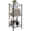SONGMICS Scaffale da bagno a 3 ripiani, in metallo, per piccoli spazi, capacità di carico totale 60 kg, 20 x 30 x 71 cm, con 3 fogli in polipropilene, ripiano regolabile, colore nero, ULGR103B01