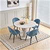 HJhomeheart Set Tavolo e Sedie da Pranzo, Tavolo Rotondo da 115 cm e 4 Sedie in Tessuto, Adatto a Sala da Pranzo, Cucina e Soggiorno (Grigio + Blu)