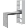 BellaHome Scrivania bellahome duplo con libreria reversibile bianco e cemento 120x53x144 cm