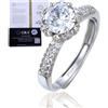 Halukakah Anello da Donna Moissanite D1,0 ct Argento Sterling 925 Placcato Platino con Certificato,Diamanti da Laboratorio Taglio Rotondo Pietre Laterali a Griffe,per Fidanzamenti,Matrimoni,Regolabile