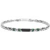 NADIR Bracciale Unisex Marlù 30BR0017-N in Acciaio Silver con Pietre Nere e Verdi ed Ematite