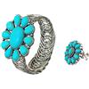 TOPACC Bracciale da donna turchese con anello turchese, stile western cowgirl, set di gioielli bohémien, per abbigliamento occidentale