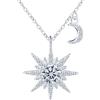 Yumilok Collana da donna in argento sterling 925, con sole e luce solare, piccola luna, con zirconi, regalo per donne e San Valentino