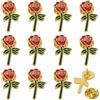 FINGERINSPIRE 12Pz Spilla A Forma di Rosa, Broche Smaltata A Forma di Fiore Rosso, 25.5x15mm Spilla A Forma di Rosa per Vestiti Zaino Broche Floreale Fatta per Uomo Donna