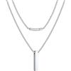 FaithHeart Collana a Barretta in Acciaio Inox, Catena a Serpente Regolabile 40-60cm, Design Minimal Unisex, Antiallergica e Impermeabile, Argento, Oro, Nero