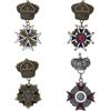 SUPERFINDINGS 4 pz 4 stili Corona Medaglie Lega Smalto Spilla Spille Medaglia Militare Distintivi Bronzo Antico Uniforme Accessorio Costume per Soldato Dell'Esercito Costume Cappotto Giacca Zaino